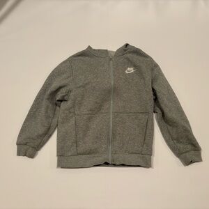 Nike Boys Zip Up Hoodie Heather Gray Cotton Size M BV2712-091